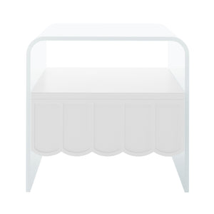 Magdalena 45cm Scalloped Acrylic Bedside Table in White
