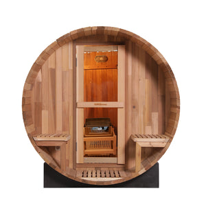 Luola 4 Person Red Cedar Outdoor Barrel Sauna & Harvia Stove