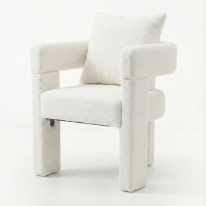 Utah Boucle Curved 3 Legged Accent Chair in Cream