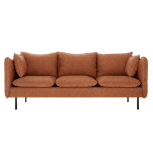 Cassian 3 Seater PU Leather Sofa in Mocha