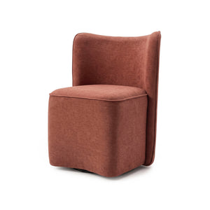 Willa Chenille Fabric Swivel Accent Chair in Terracotta