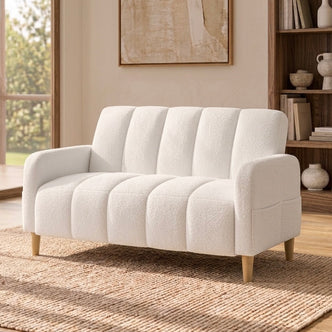 Anica 2 Seater Boucle Fabric Sofa Bed in Cream White alternate product view
