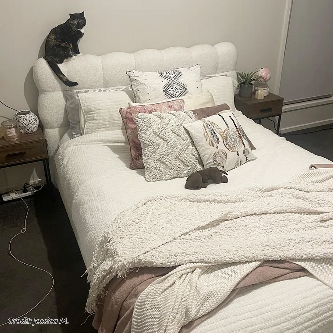 Aina King Boucle Bed Frame in Cream White
