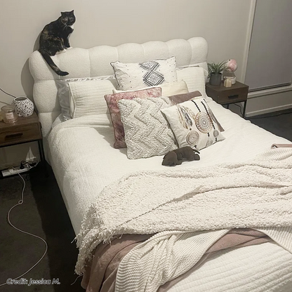 Aina King Boucle Bed Frame in Cream White