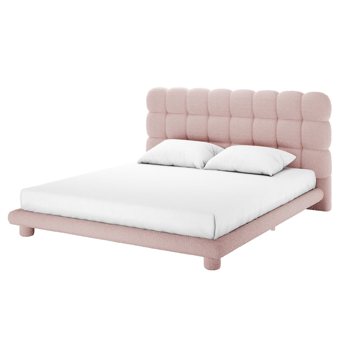 Aina Boucle King Bed Frame - Pink