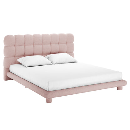 Aina Boucle King Bed Frame - Pink