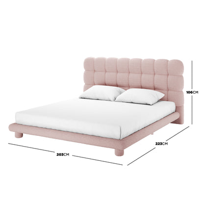 Aina Boucle King Bed Frame - Pink