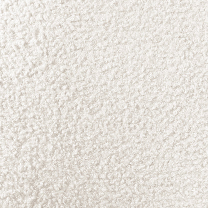 Close-up of Aina Queen Boucle Bed Frame in Cream White, highlighting the soft, curly-looped texture of the boucle fabric, exemplifying plush comfort and elegant design for a sophisticated bedroom aesthetic.