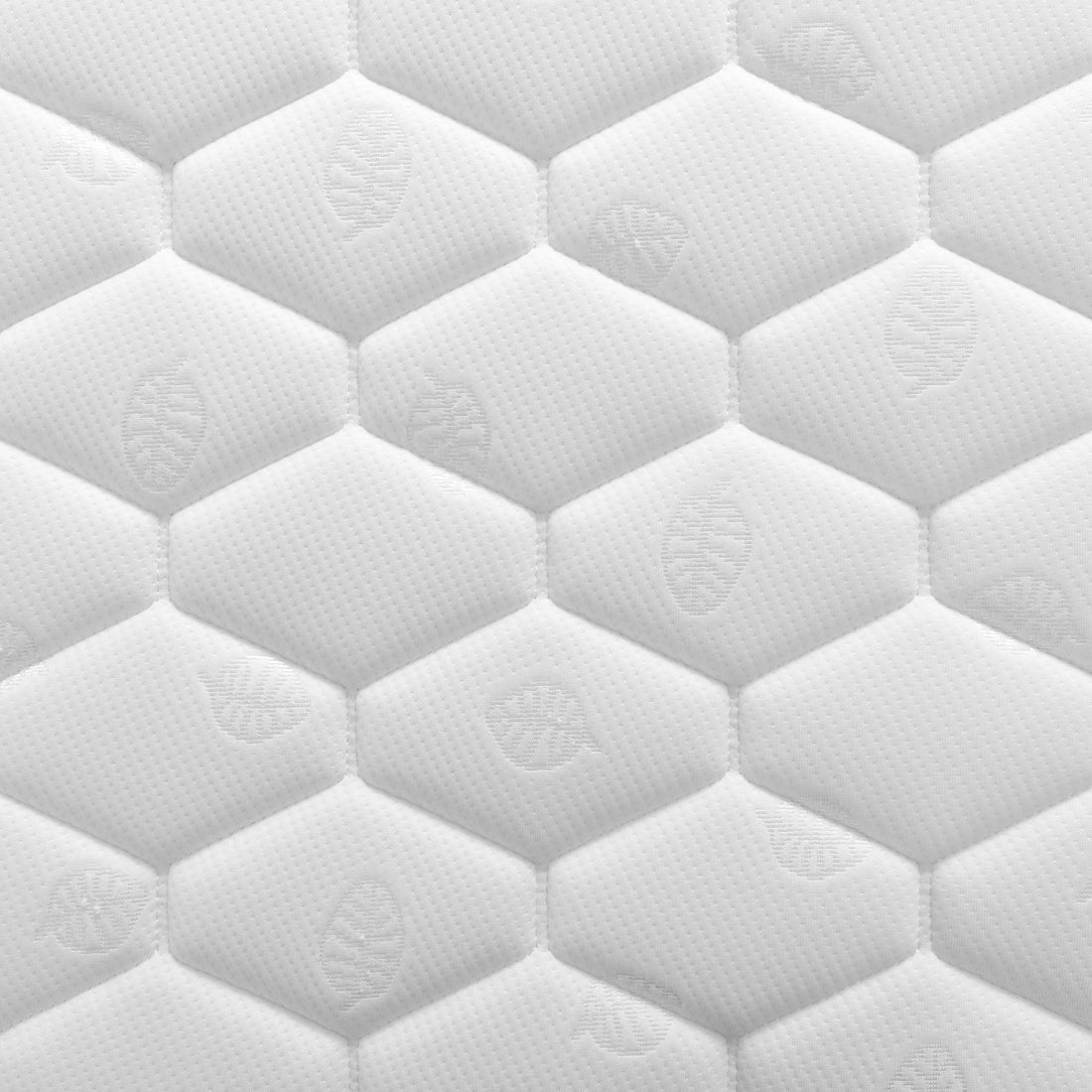 Close-up of Aron Bunk Bed with Thermis Mattress, highlighting the mattress's quilted honeycomb pattern with leaf motifs, reflecting its comfort-focused design for toddlers' optimal sleep experience.
