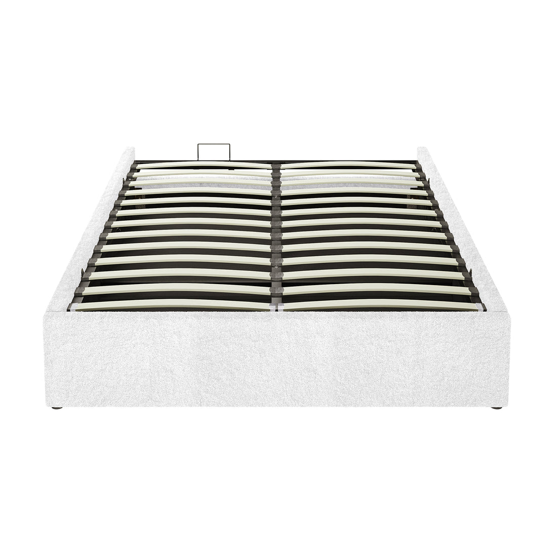 Fabia Boucle Fabric Gas Lift Storage Bed Base - Queen - Cream White