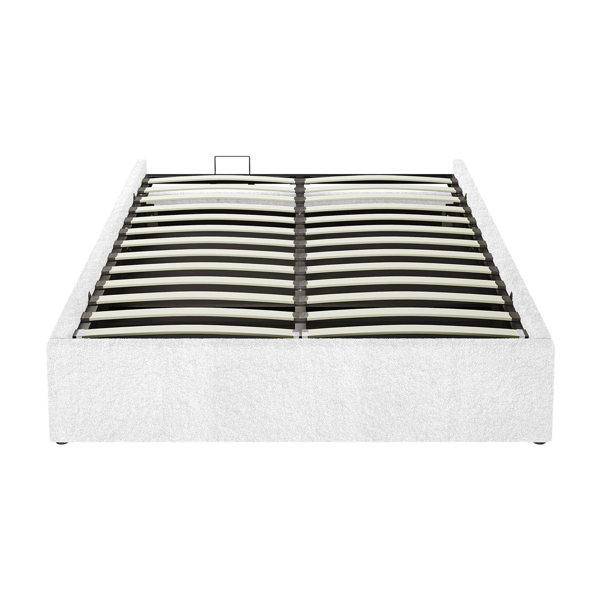 Fabia Boucle Fabric Gas Lift Storage Bed Base - Queen - Cream White