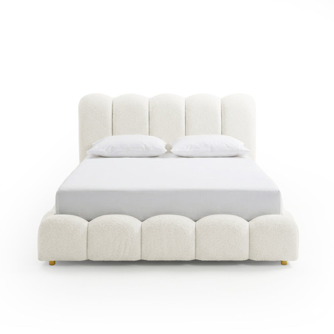 Brent Double Gas Lift Bed in Boucle Cream White