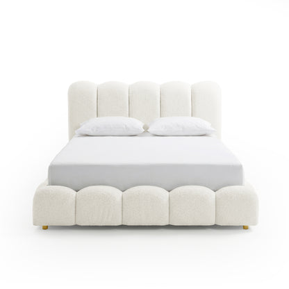 Brent Double Gas Lift Bed in Boucle Cream White