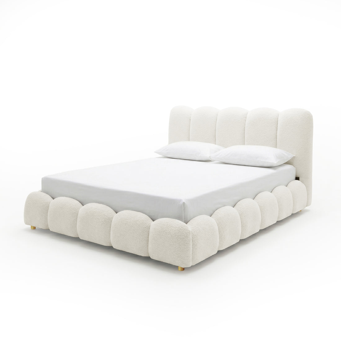 Brent Queen Gas Lift Bed in Cream White