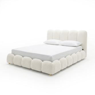 Brent Queen Gas Lift Bed in Cream White