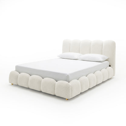 Brent Queen Gas Lift Bed in Cream White