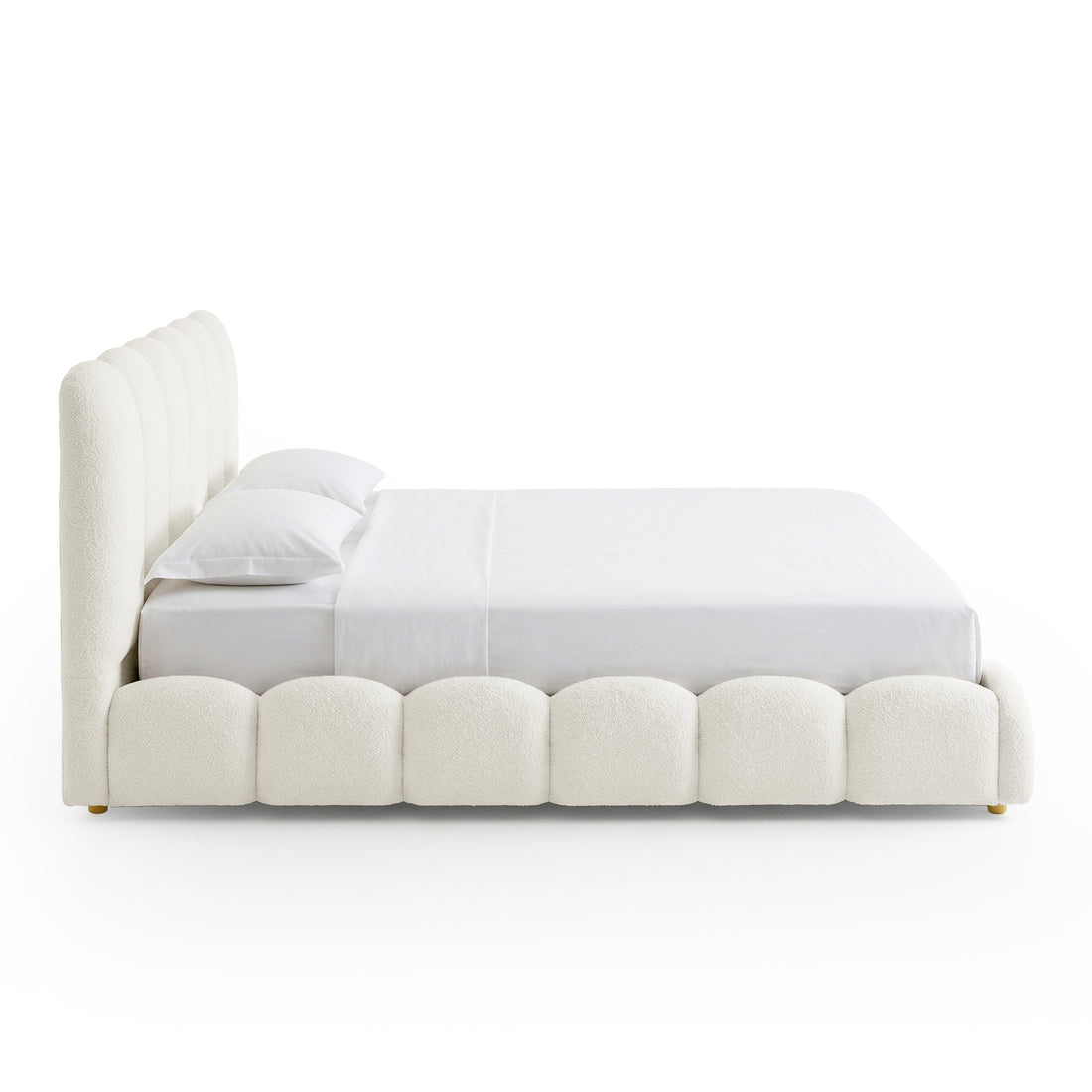 Brent Queen Gas Lift Bed in Cream White