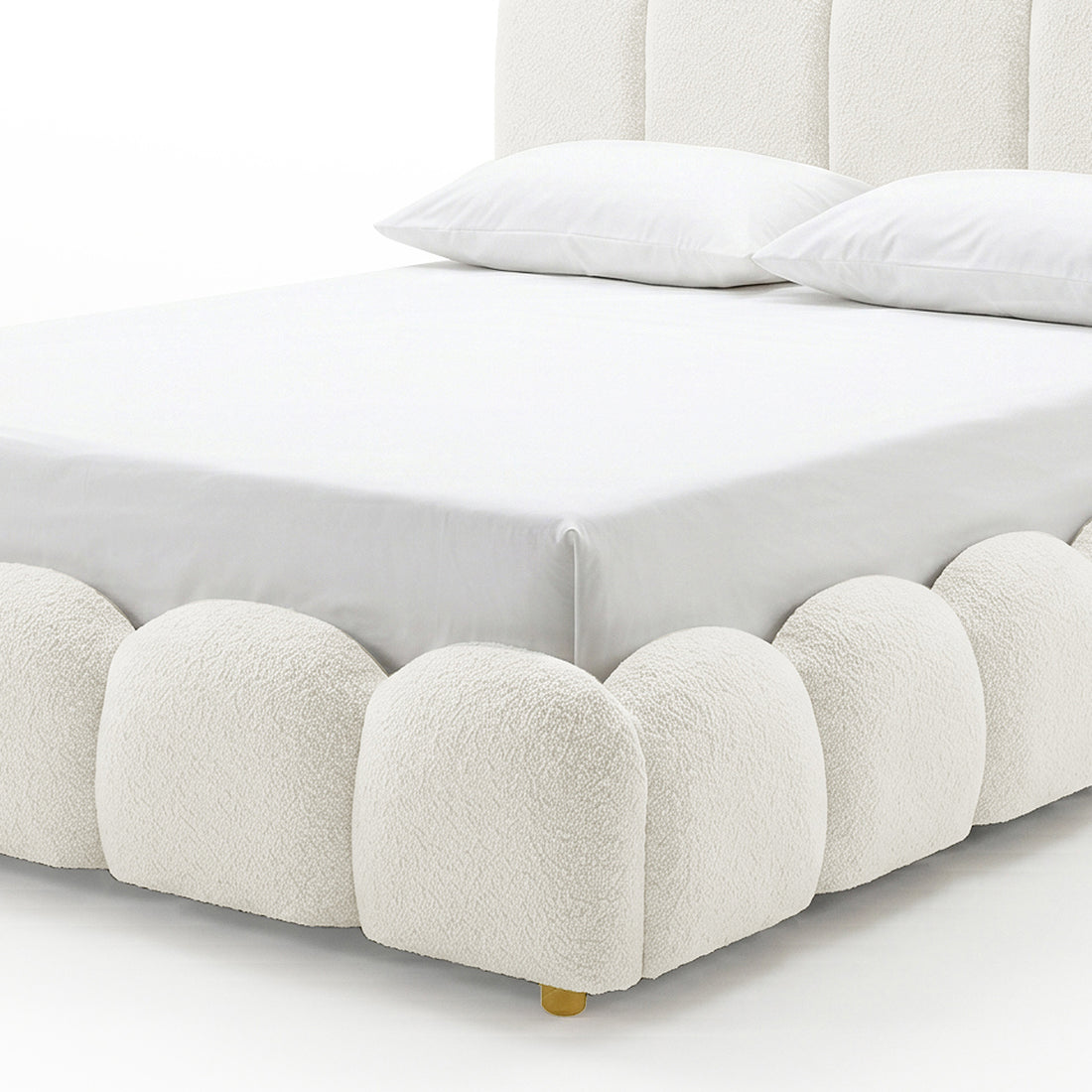 Brent Queen Gas Lift Bed in Cream White