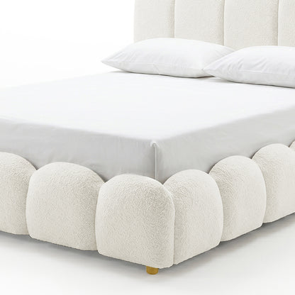 Brent Queen Gas Lift Bed in Cream White