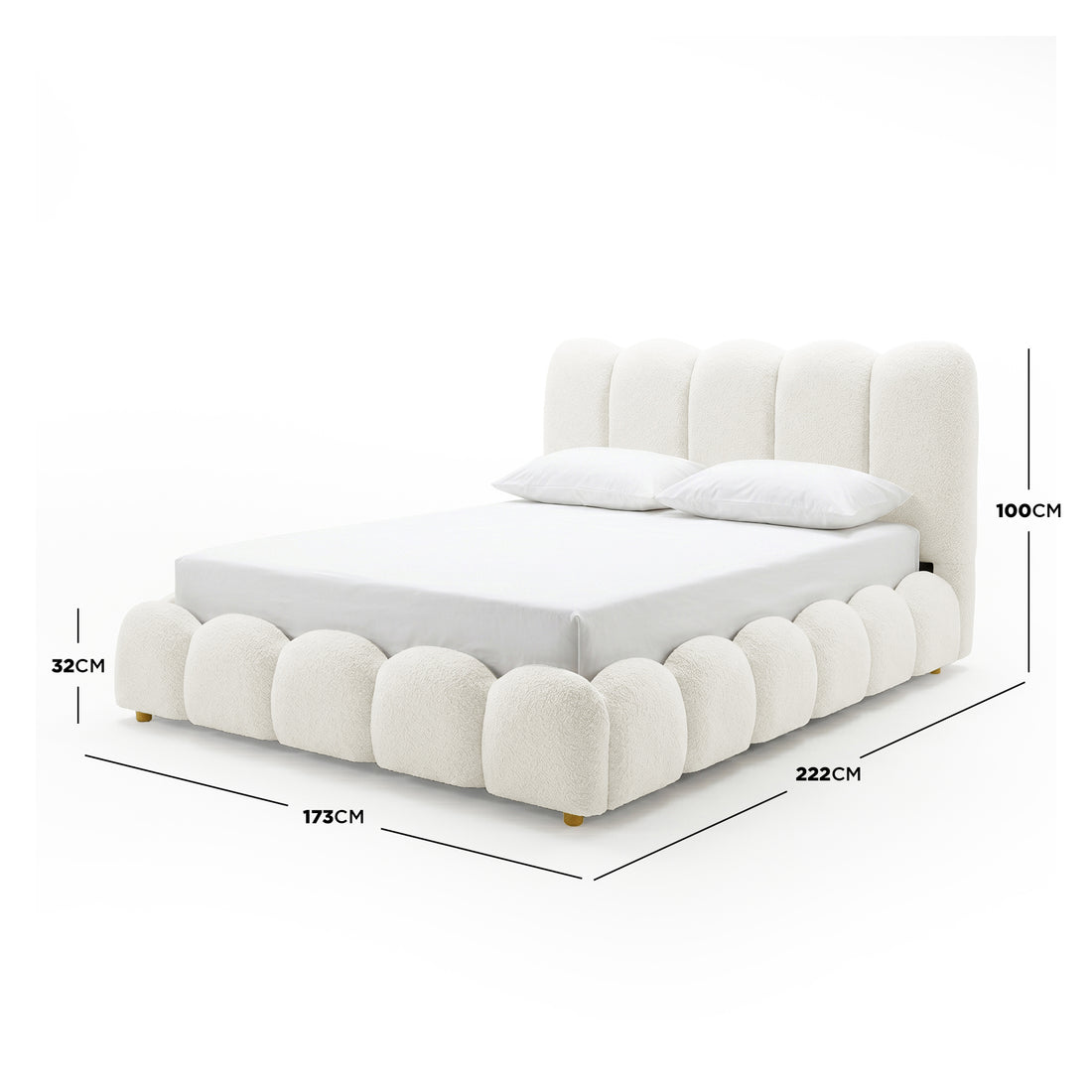 Brent Queen Gas Lift Bed in Cream White