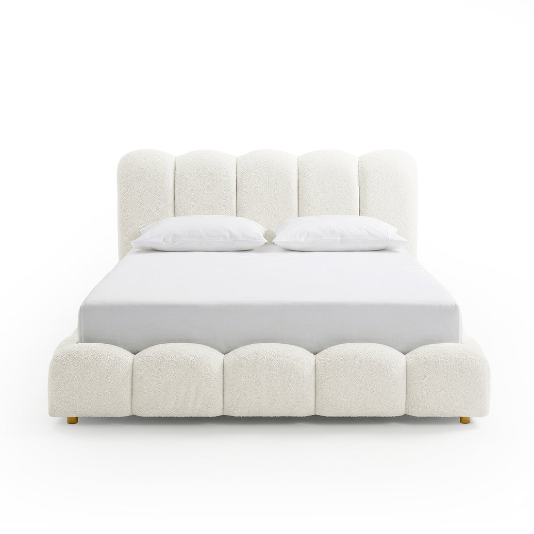 Brent Queen Gas Lift Bed in Cream White