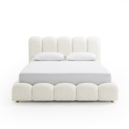 Brent Queen Gas Lift Bed in Cream White
