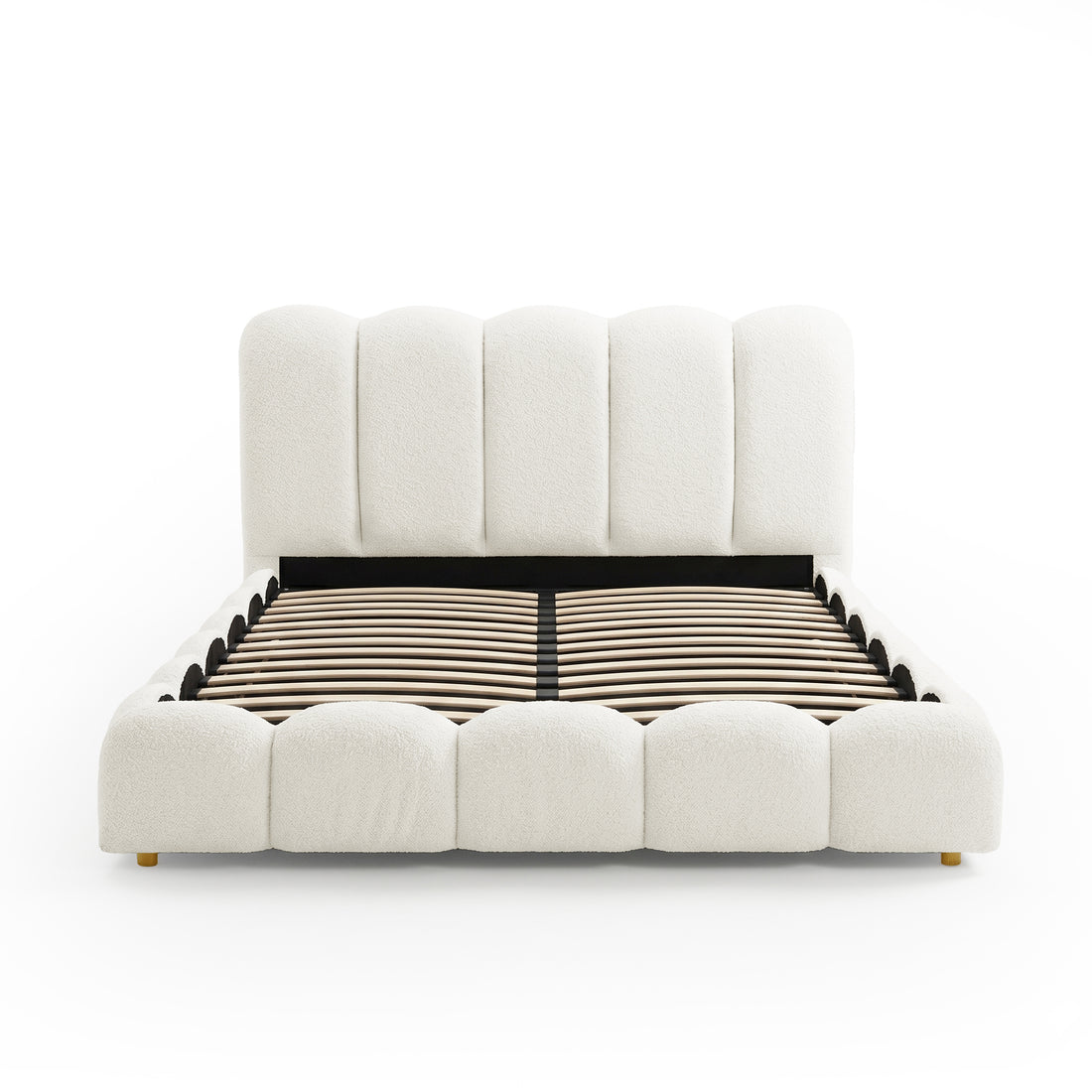 Brent Queen Gas Lift Bed in Cream White