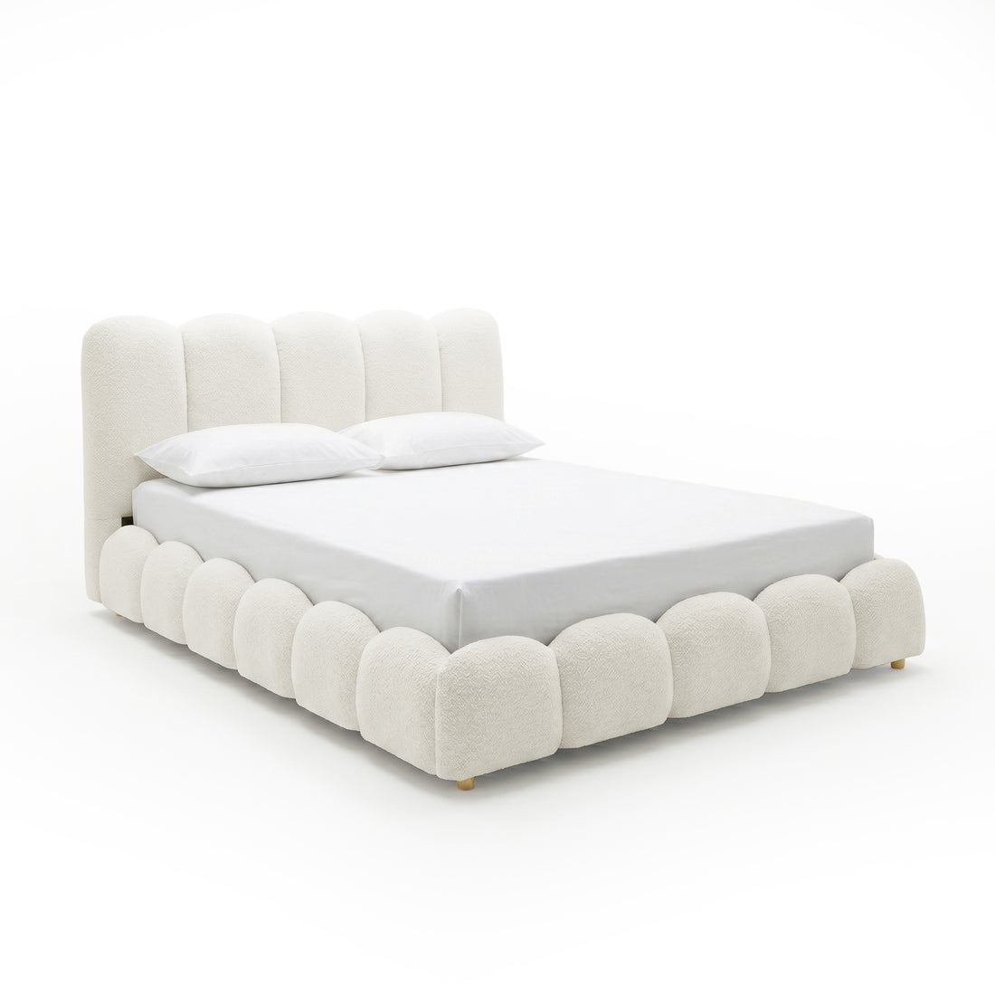 Brent Queen Gas Lift Bed in Cream White