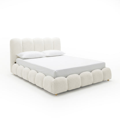 Brent Queen Gas Lift Bed in Cream White