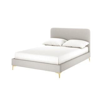 Cammie Linen Fabric Bed Frame - Grey Double