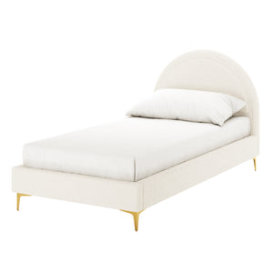 Camryn Kids Single Boucle Bed Frame in Cream White
