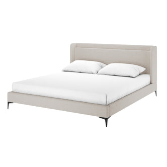 Carmen Boucle Bed Frame w/ Winged Bed Head - Beige King