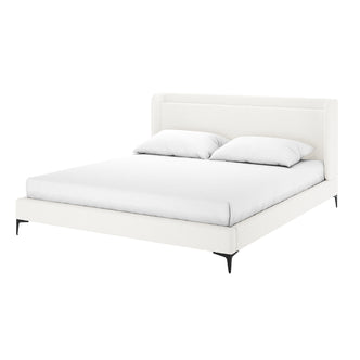 Carmen Boucle Bed Frame w/ Winged Bed Head - Cream White King