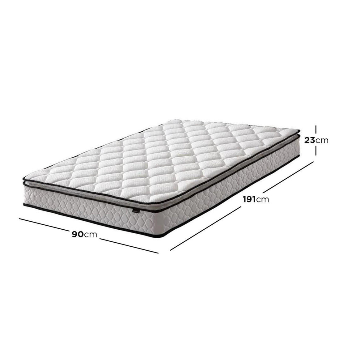 The Aristos & Venus Bunk Bed & Mattress Package features a single-size mattress with a quilted top and contrasting piping, complementing the triple bunk bed's space-saving design and functionality.