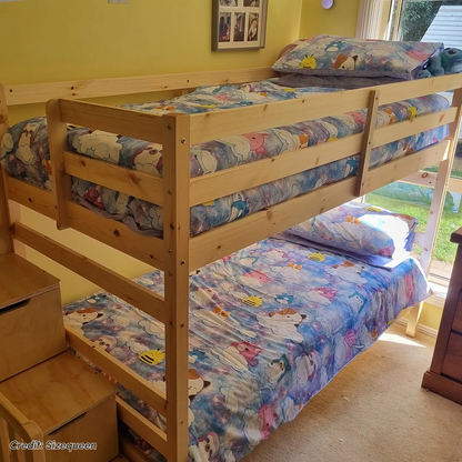 Galla Solid Pine Wood Staircase Storage Bunk Bed in Natural