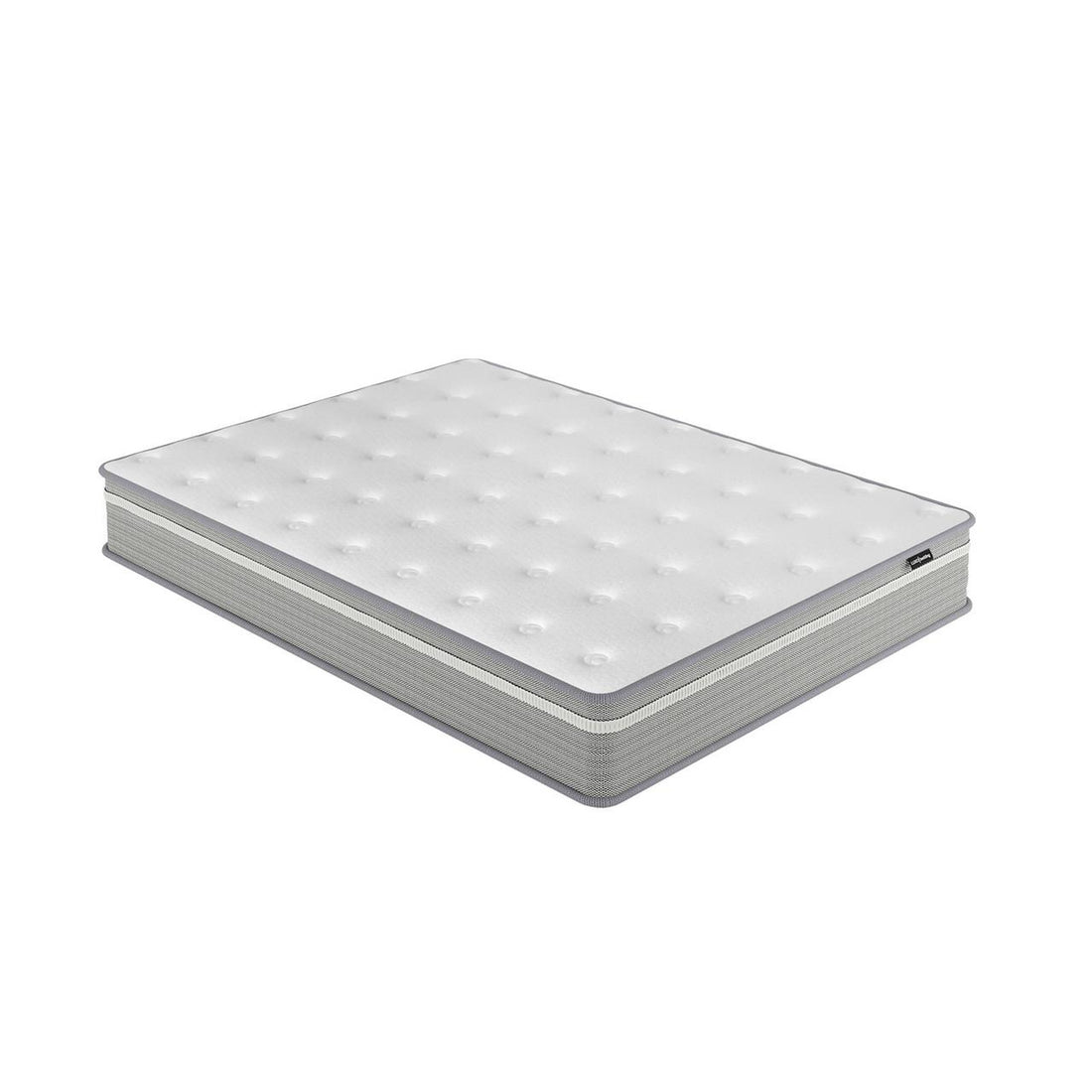 Ginnie Boucle Bed & Oriona Mattress - Double Cream: Elegant curved bed with plush headboard, paired with a thick, supportive mattress featuring cool gel memory foam and pocket springs for ultimate comfort.