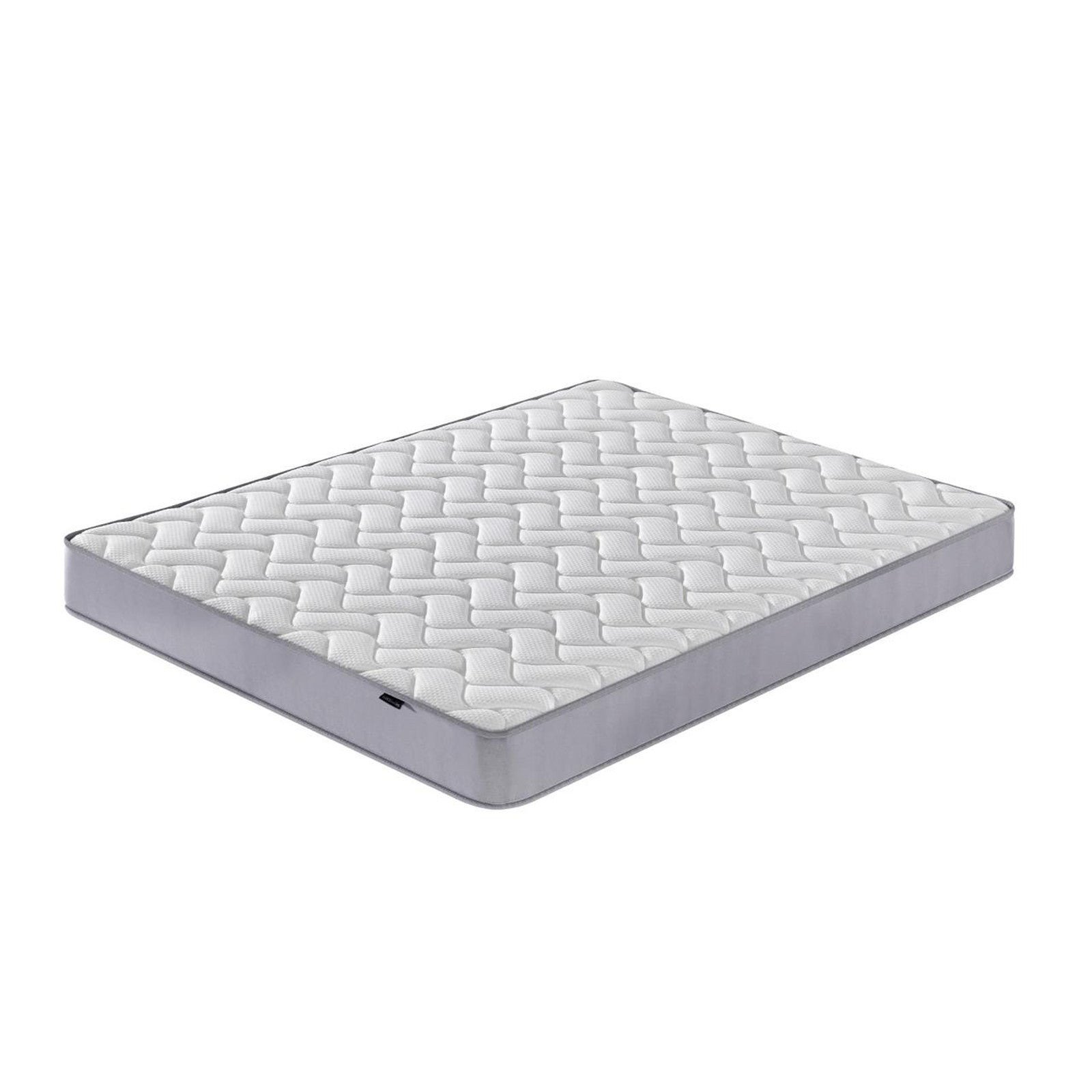 Gio & Vesta Double Storage Loft Bed & Mattress Set in White, featuring a quilted white mattress surface and light gray sides, designed for comfort and efficient space usage in compact living areas.