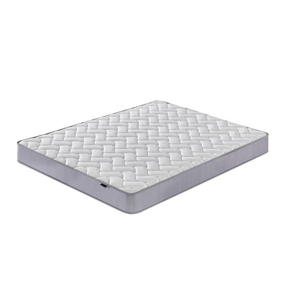 Gio & Vesta Double Storage Loft Bed & Mattress Set in White, featuring a quilted white mattress surface and light gray sides, designed for comfort and efficient space usage in compact living areas.
