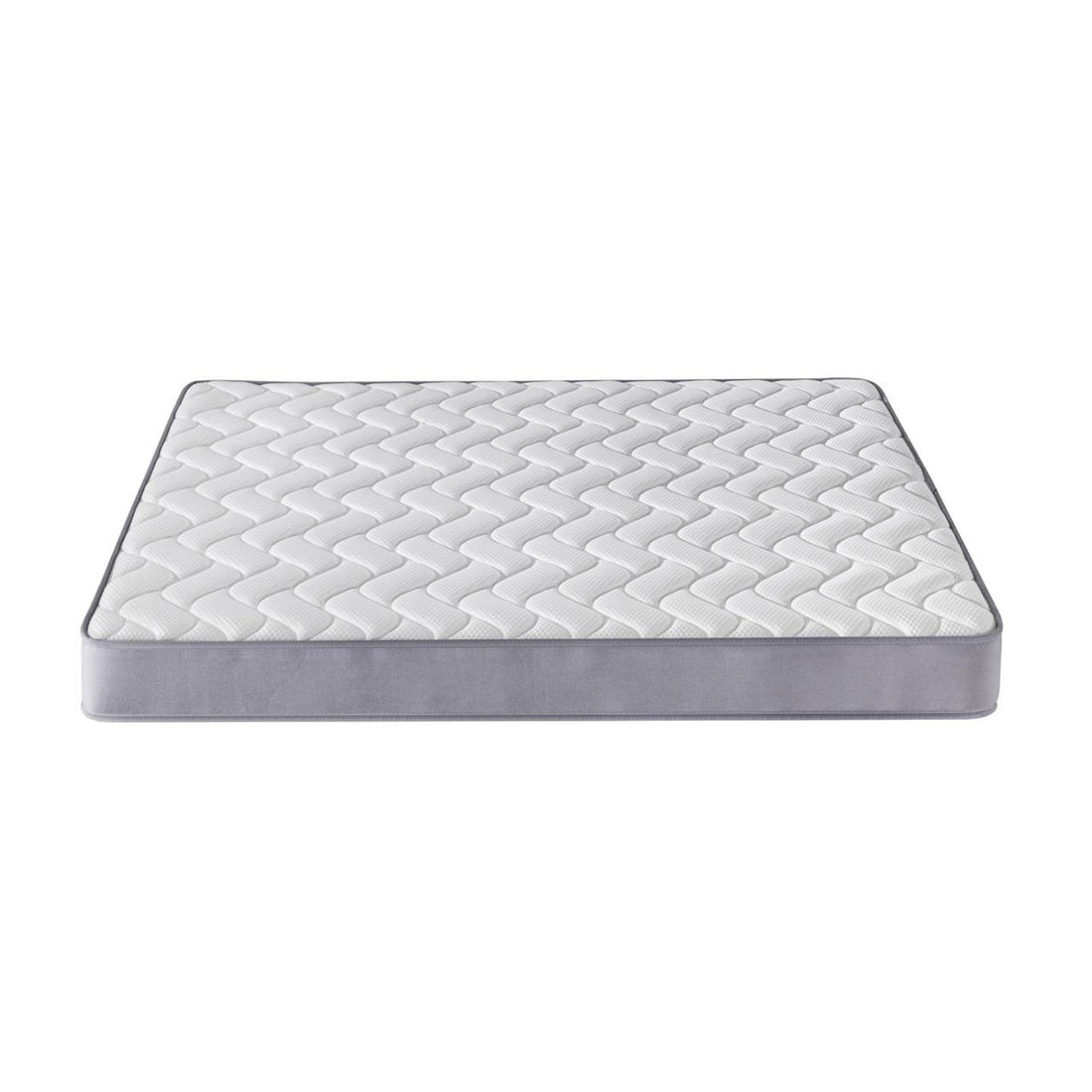 Gio & Vesta Double Storage Loft Bed & Mattress Set features a white quilted mattress with gray sides, ideal for compact spaces with integrated storage and study features for versatile bedroom use.