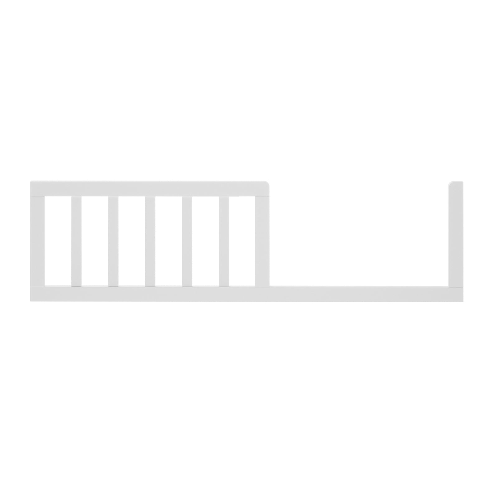 Giro Solid Pine Toddler Bed Rail Kit - White, featuring a safety-rail panel with vertical slats and an open section, designed for easy attachment to a cot or toddler bed for added security.