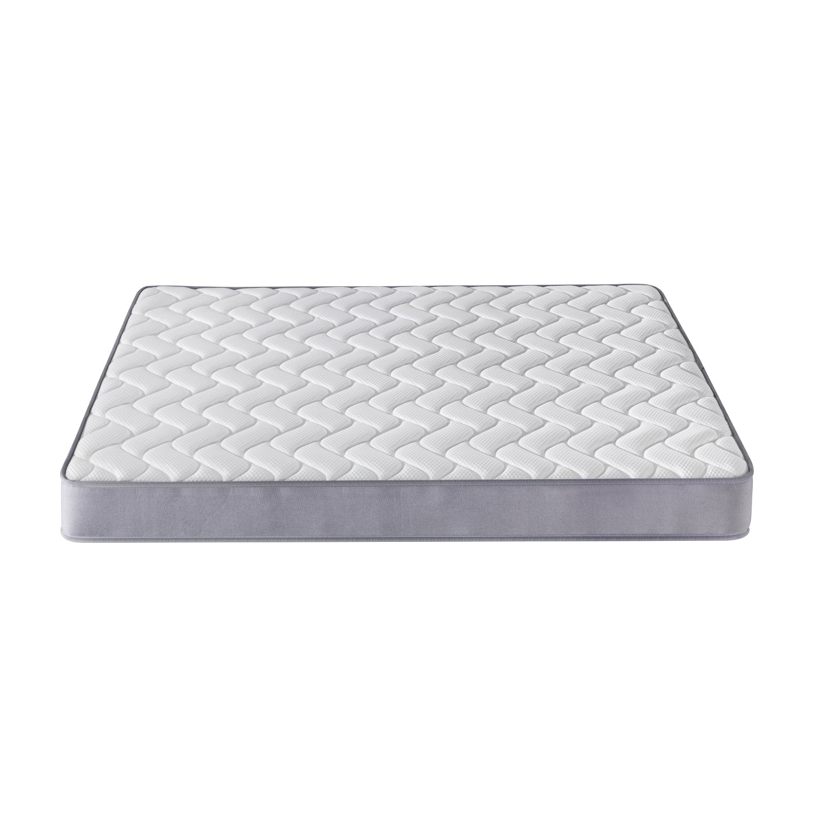 Harel & Vesta Slide Bunk Bed & Vesta Mattress Set in Natural features a white quilted mattress with wave-pattern stitching and gray side panels, emphasizing comfort and adventure for children's bedrooms.