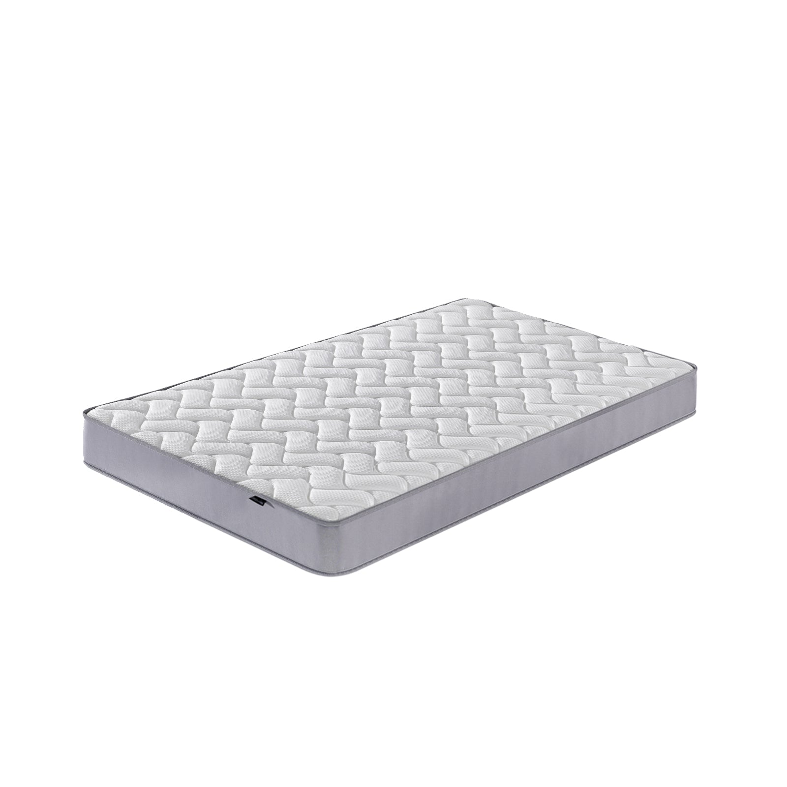 Harel & Vesta Slide Bunk Bed & Vesta Mattress Set in Natural features a slide, ladder, and safety rails, complemented by a quilt-patterned white top and gray-sided Vesta Mattress for comfort.