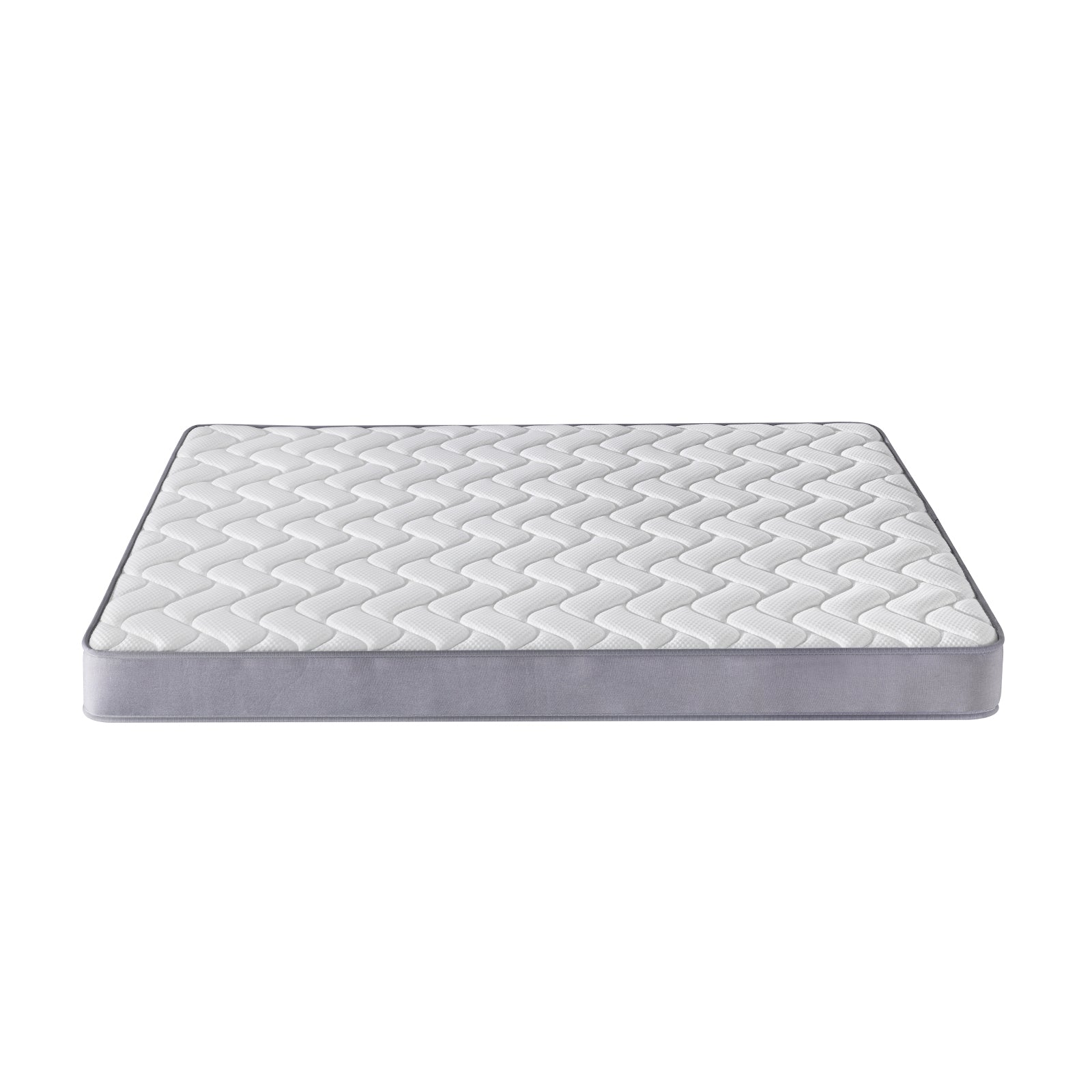 Harel & Vesta Slide Bunk Bed & Vesta Mattress Set in Natural; features a quilted white mattress with wave-pattern stitching, light gray side panels, showcasing a foam or hybrid sleep surface.