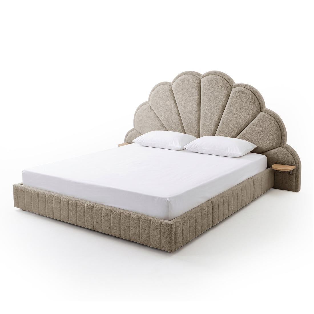 Clove King Storage Bed Base Set in Warm Beige