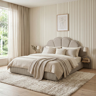 Clove King Storage Bed Base Set in Warm Beige