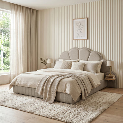 Clove King Storage Bed Base Set in Warm Beige
