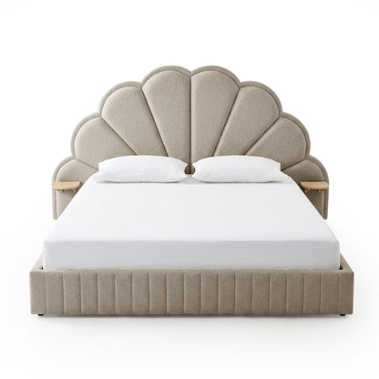 Clove King Storage Bed Base Set in Warm Beige