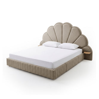 Clove Queen Storage Bed Base Set in Warm Beige