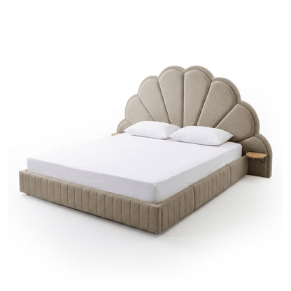 Clove Queen Storage Bed Base Set in Warm Beige