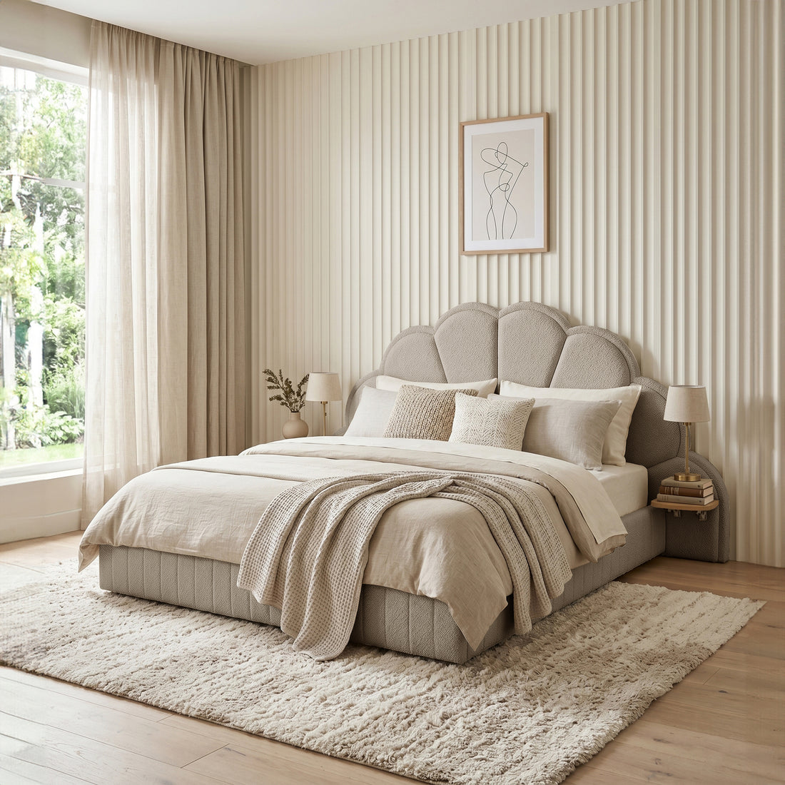 Clove Queen Storage Bed Base Set in Warm Beige